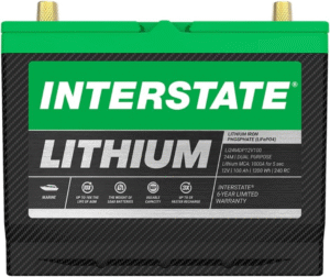 Interstate Batteries 12V 100Ah Group Size 24M Lithium Marine Dual Purpose Deep Cycle LiFePO4 Battery, Maintenance Free, Lightweight, Ideal For Boats with 1,000 Marine Cranking Amps (Li24MDP12V100)